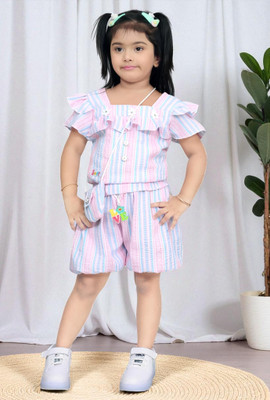 HALDER Baby Girls Casual Top Shorts(Cloudberry Carousel)