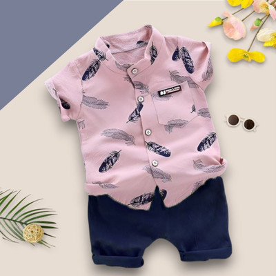 PROVOGUE Baby Boys & Baby Girls Party(Festive) Shirt Shorts(MORPANKH_PINK_BLUE)