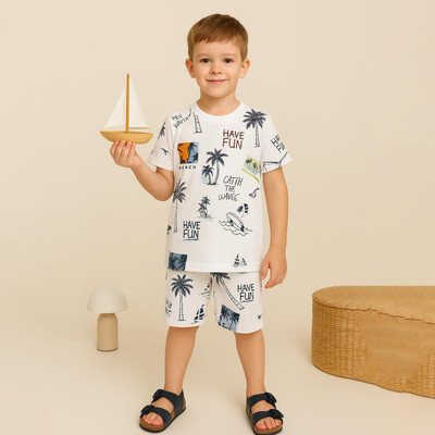 KIdbea Boys Casual T-shirt Shorts(WHITE)
