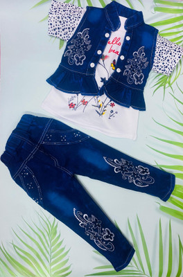 New Ekta Dresses Baby Girls Party(Festive) Top Pant(BLUE)