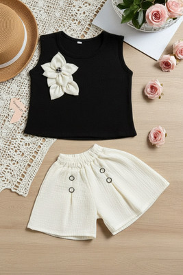 SM NOOR DRESSES Baby Girls Casual Top Shorts(Moonshade Magnolia)