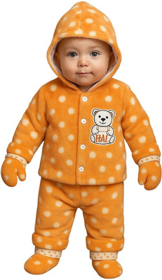 Luckycollection Baby Boys & Baby Girls Casual Sweater Bootie, Mitten, Pant(Orange)