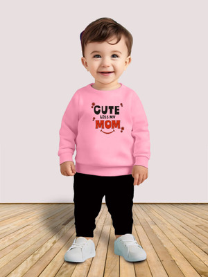 MGRS Baby Boys & Baby Girls Casual T-shirt Track Pants(Pink)