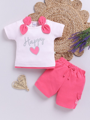 Mom's Love Baby Girls Casual Top Shorts(PINK 4)