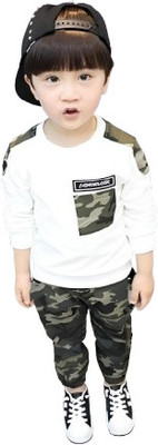 JIG AND JOG Boys Casual T-shirt Pant(White)
