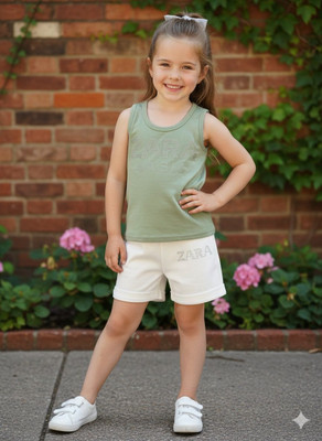 Silakaari Baby Boys & Baby Girls Casual Top Shorts(White-Green)