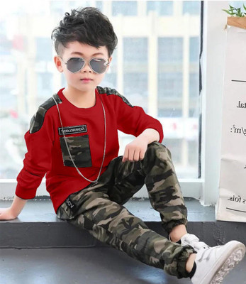 ZIKIGO Boys Party(Festive) Track Pants T-shirt(Red)