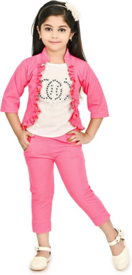 Rayhanfashion Girls Casual Top Pant(Pink)