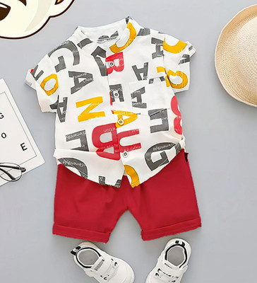 LittleRebel Baby Boys & Baby Girls Casual Shirt Shorts(ABCD-RED)