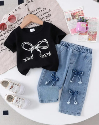 RRJ Fashion Girls Party(Festive) Top Jeans(Black)