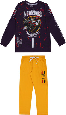 YALZZ Boys Casual T-shirt Pant(Blue)