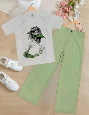TarrenT HunT Girls Casual T-shirt Pant(Lite green)