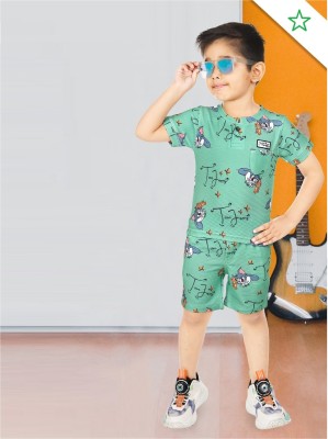 Choo Choo Boys Casual T-shirt Shorts(Green)