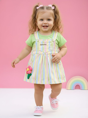 BABY'S DAY Baby Girls Casual Top Dungaree(Green)