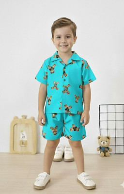 AADHYAFASHION Boys Casual Shirt Shorts(Blue)