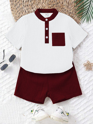 peeloo Baby Boys & Baby Girls Casual Kurta Shorts(maroon)