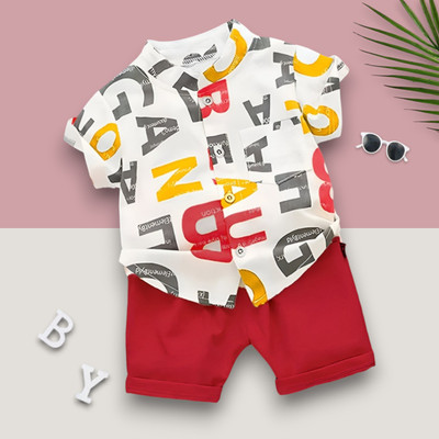 LittleRebel Baby Boys & Baby Girls Casual Shirt Shorts(ABCD_RED)