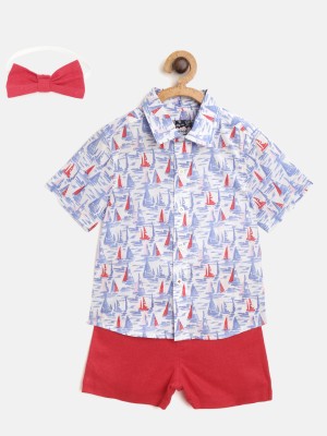 NautiNati Baby Boys Casual Shirt Shorts(Blue-Red)