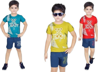 Aqsa Fashion Boys Party(Festive) T-shirt Shorts(multicolour)