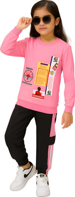 DRUZZEE Boys & Girls Casual T-shirt Pant(BABY PINK)