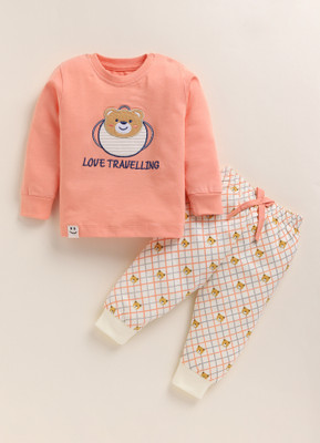 karnika care Boys Casual Sweatshirt Pant(Orange)