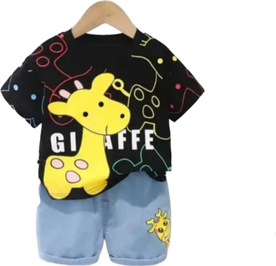 COOL LALA Baby Boys & Baby Girls Casual T-shirt Shorts(BLACK)