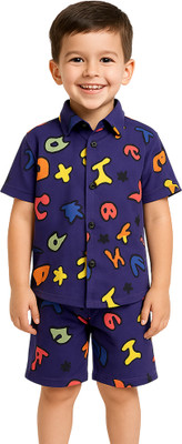 ANIKA CREATION Boys & Girls Casual Shirt Shorts(Purple)
