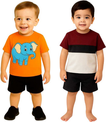 SEGRO Baby Boys & Baby Girls Casual T-shirt Shorts(ORANGE)