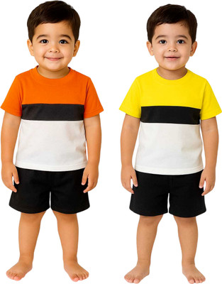 SEGRO Baby Boys & Baby Girls Casual T-shirt Shorts(ORANGE, GOLD)