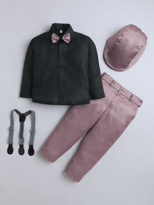 Fourfolds Boys Party(Festive) Shirt Trouser, Suspenders, Cap, Bow Tie(Mauve)