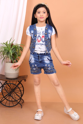 NHFASHION Girls Party(Festive) Top Pant, Top, Jacket(BLUE)