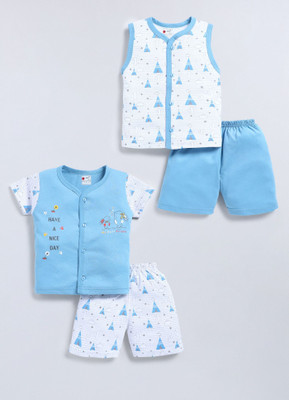 Mars Infiniti Baby Boys & Baby Girls Casual T-shirt Shorts(Sky blue, White)