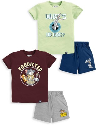 MINUTE MIRTH Baby Boys Casual T-shirt Shorts(Maroon)