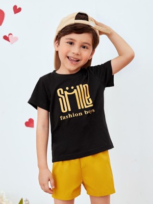 toystshirt Baby Boys & Baby Girls Casual T-shirt Shorts(Black 1)