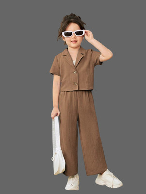 Vastra Girls Barbie Party(Festive) Shirt Pant(BROWN)