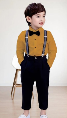 Bleckz Someck Boys Casual Shirt Pant(Yellow)