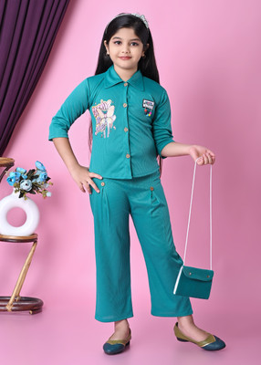 R RIMSA DRESSES Girls Party(Festive) Top Pant(Green)