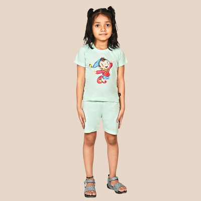 ENBOLD Boys & Girls Casual T-shirt Shorts(Light Green)