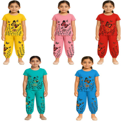 PK EXPORTS Baby Girls Casual Pyjama Pyjama(YW-PK-RD-GR-BL)