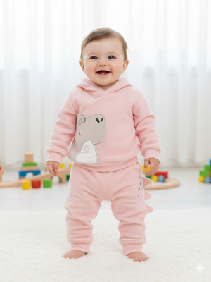 Pompidou Baby Boys Casual Sweatshirt Pant(Peach)