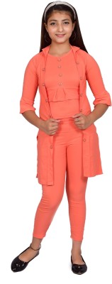 PERFECTPIVOT Girls Party(Festive) Jacket Pant, Top(Orange)