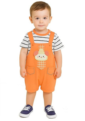 Bold N Elegant Baby Boys Casual T-shirt Dungaree(Orange)