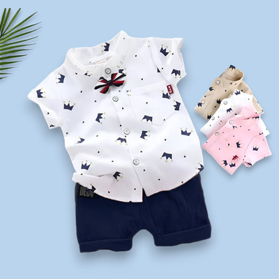 FashionFlicks Baby Boys & Baby Girls Casual Shirt Shorts(ROYALTAJ_WHITE_BLUE)