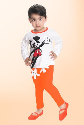 HENA TEXTILE Baby Boys & Baby Girls Casual T-shirt Pant(ORANGE)