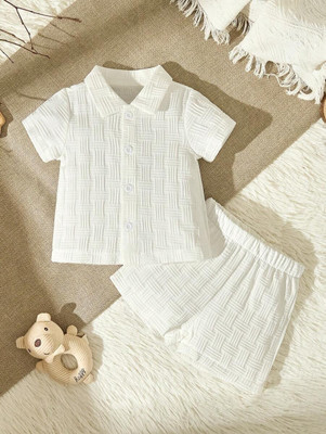 THESAT Baby Boys Casual Shirt Shorts(WHITE)