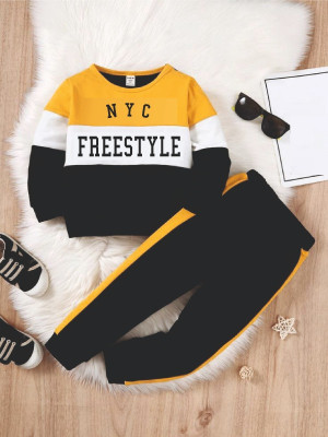 GCYX Boys Casual T-shirt Pant(YELLOWBLACK)