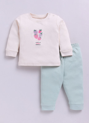 Smart Baby Baby Boys & Baby Girls Casual T-shirt Pyjama(Blue & White)