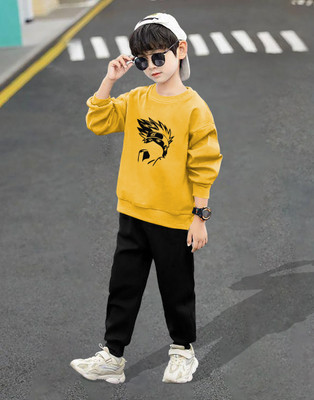LGGARMENTS Boys Casual T-shirt Track Pants(Mustard_4)