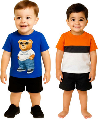 SEGRO Baby Boys & Baby Girls Casual T-shirt Shorts(ROYAL, ORANGE)