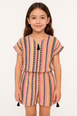 tiny shadows Girls Casual Top Shorts(Multi)